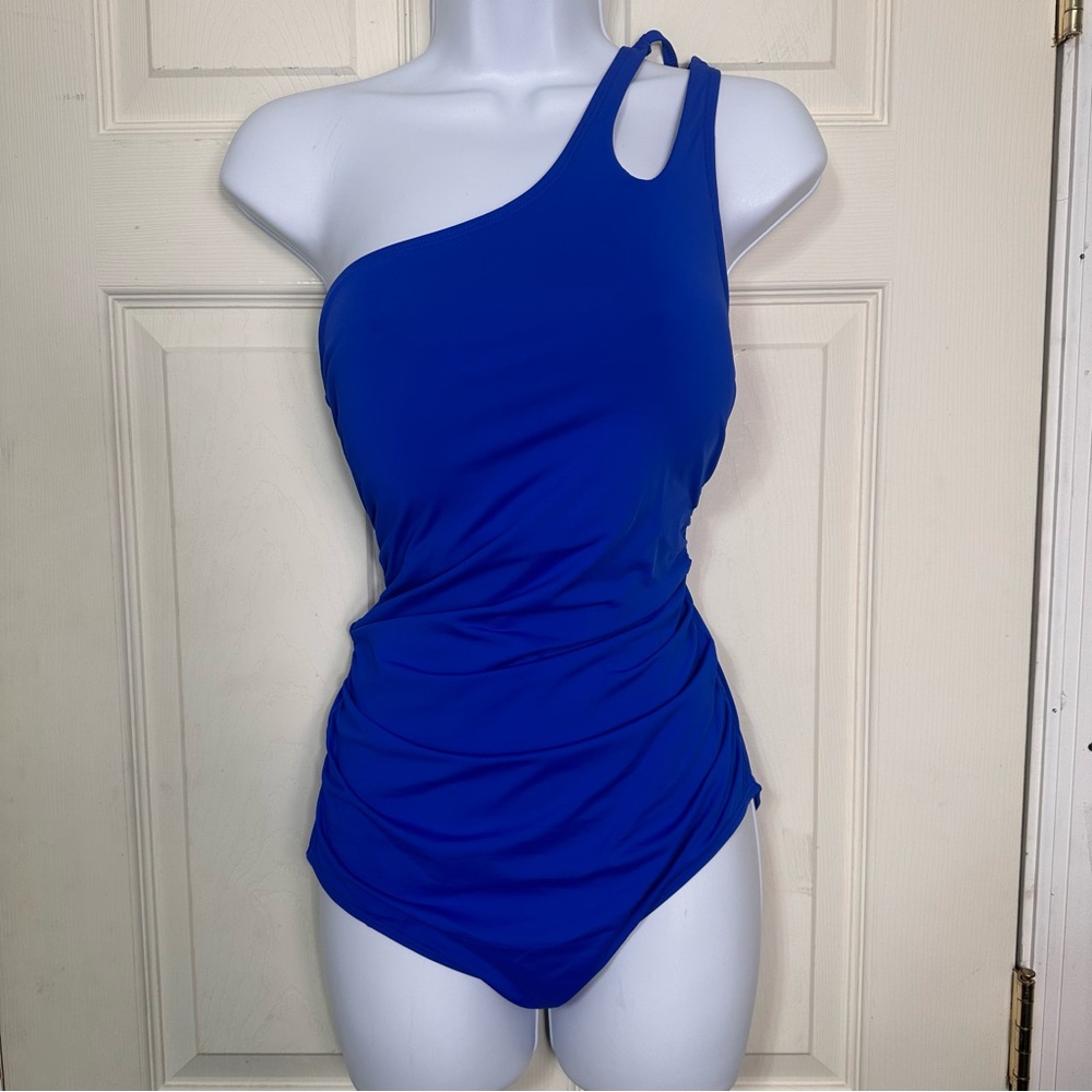Holipick 1 Piece Swimsuit One Shoulder Ruched Size Large
